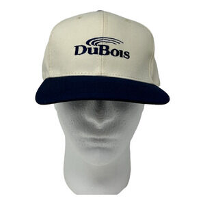 Dubois Hat Cap Strapback Trucker Beige Canvas Blue Adjustable Embroidered Adult
